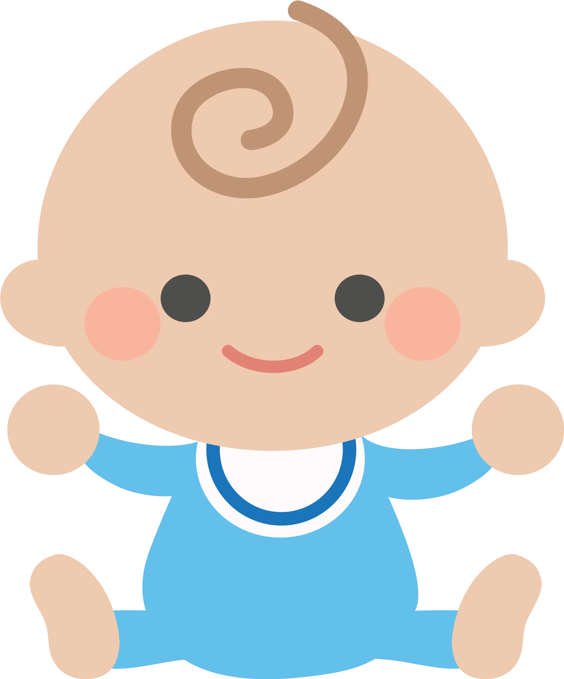 Adorable Baby Cartoon Character in Blue Onesie with Cute Hair Swirl Clipart