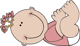 Adorable Cartoon Baby with Rattle Lying on Back - Sweet Infant Clipart Illustration