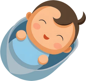 Adorable Cartoon Baby Wrapped in Blue Blanket - Sweet Nursery Clipart Illustration