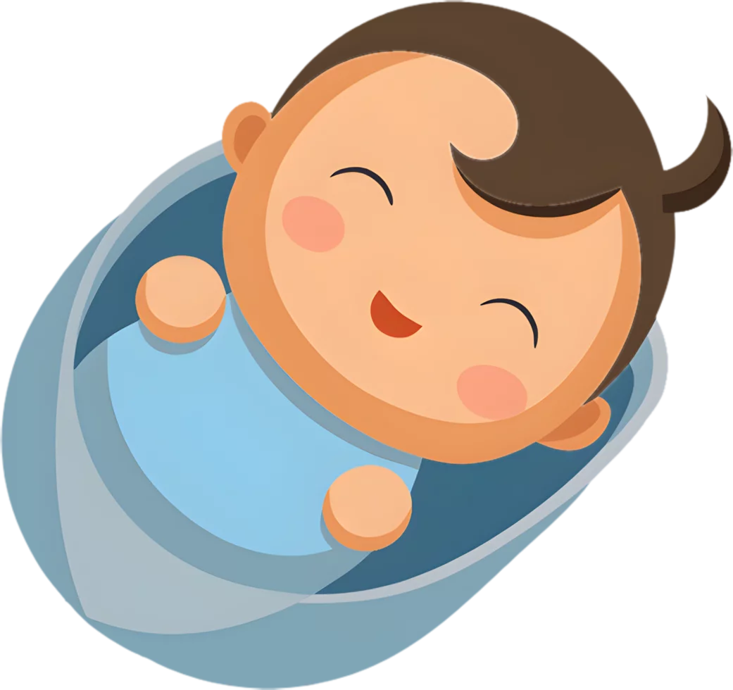 Adorable Cartoon Baby Wrapped in Blue Blanket - Sweet Nursery Clipart Illustration