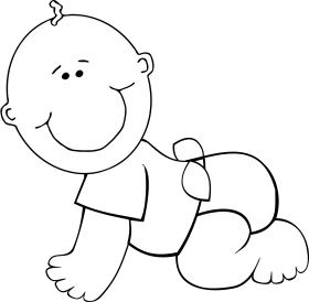 Adorable Crawling Baby Line Drawing - Sweet Infant Cartoon Clipart for Nursery Decor