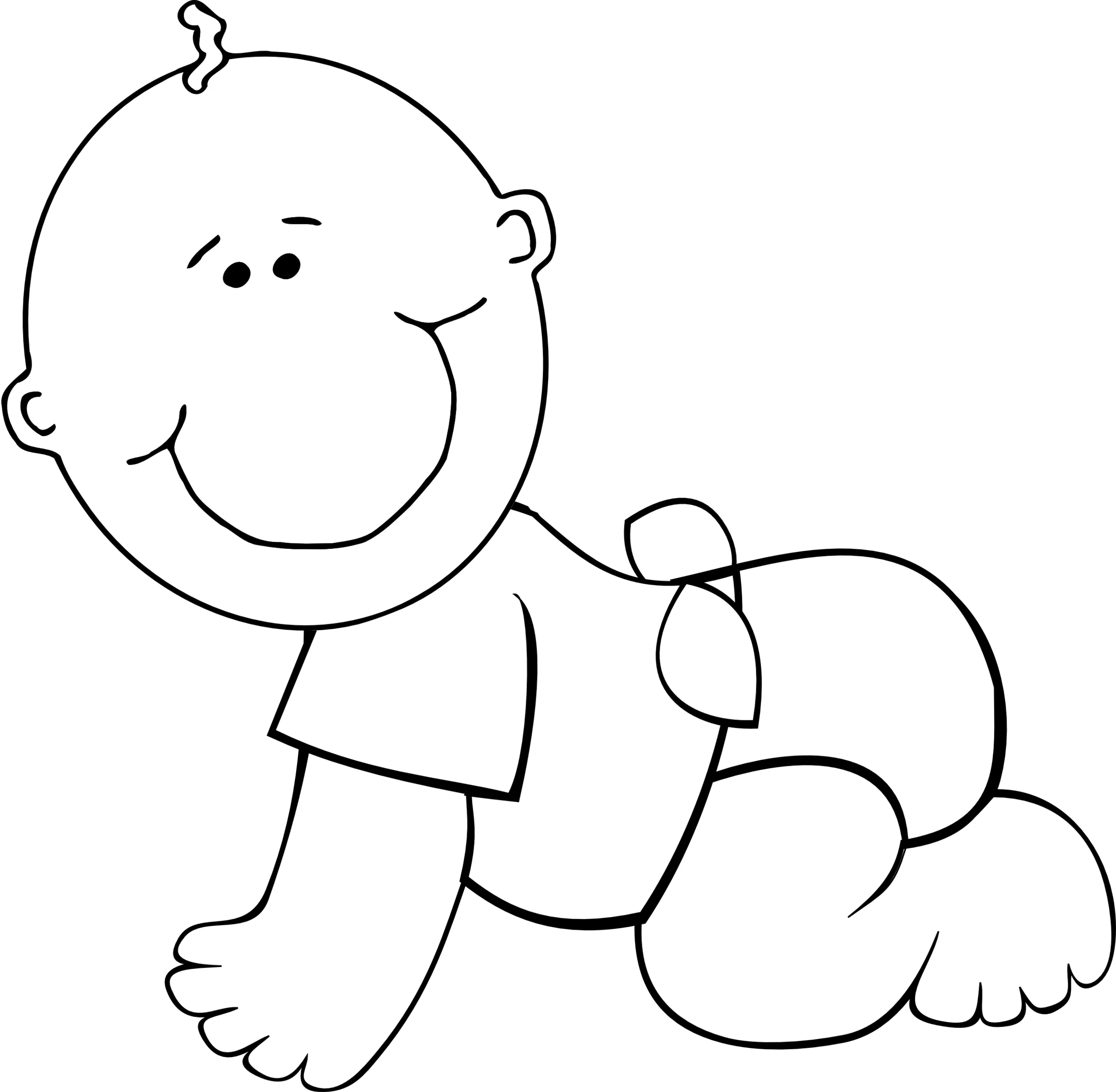 Adorable Crawling Baby Line Drawing - Sweet Infant Cartoon Clipart for Nursery Decor