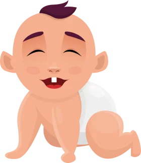 Adorable Smiling Cartoon Baby with Diaper and Single Tooth Clipart Illustration