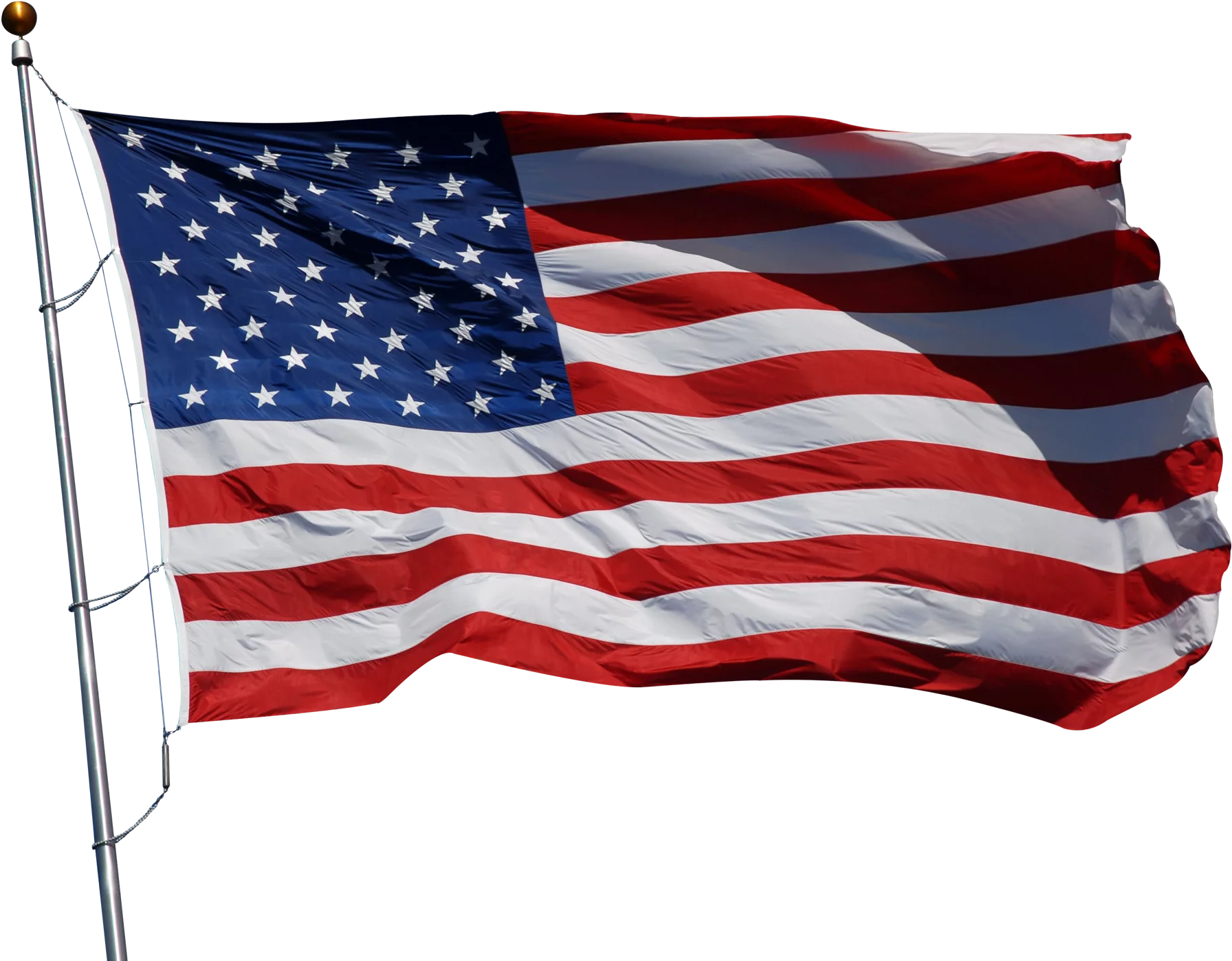 American Flag Waving Proudly on Flagpole - Patriotic USA Symbol Clipart