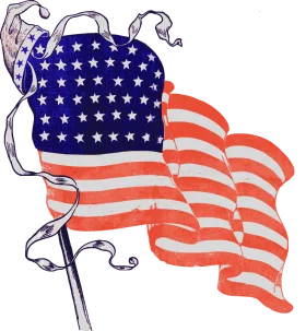 Artistic Watercolor American Flag Illustration with Flowing Ribbons Clipart