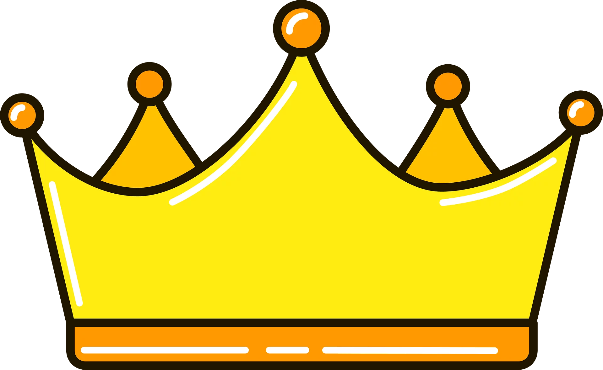 Bright Yellow Golden Crown Clipart with Orange Gems Royal Illustration