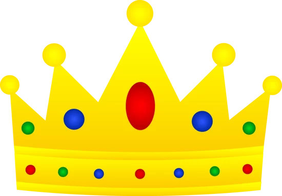 Bright Yellow Royal Crown with Colorful Gemstones - Regal Decorative Clipart