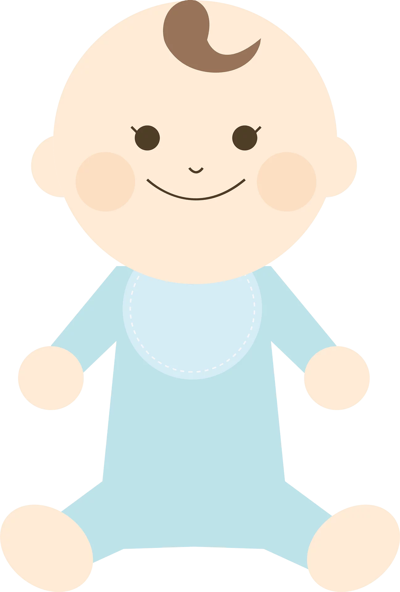 Cute Baby Cartoon Character in Light Blue Sleeper Outfit with Happy Smile