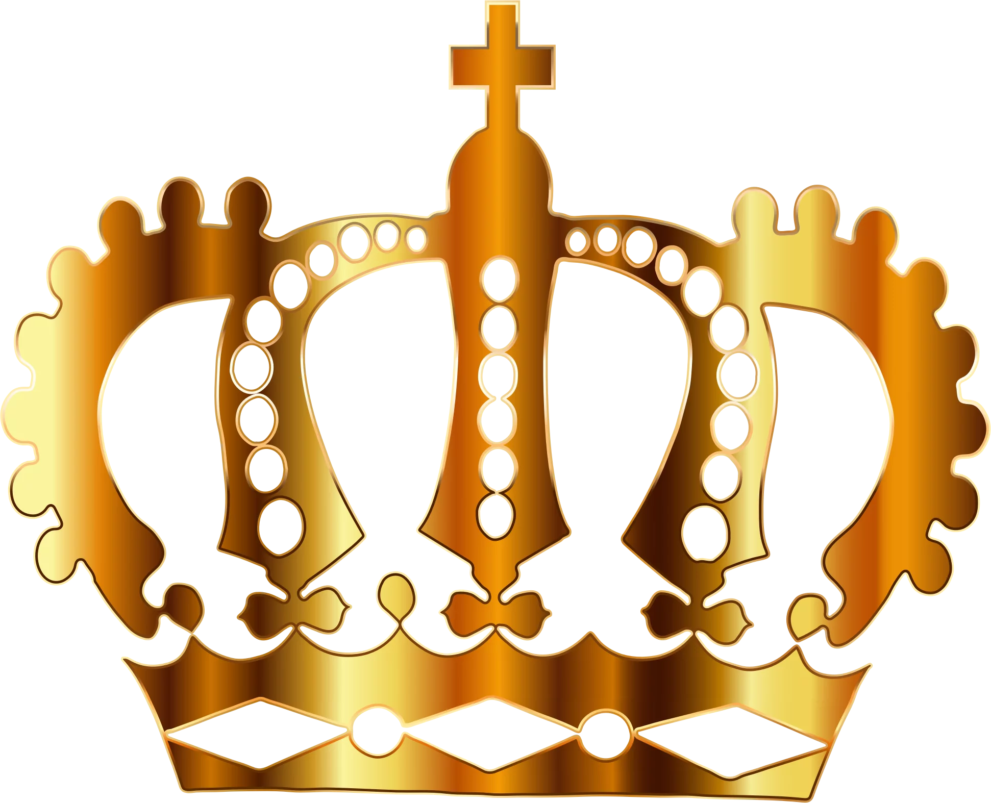 Elegant Gold Royal Crown with Cross Symbol - Regal Monarchy Clipart