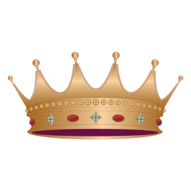 Elegant Gold Royal Crown with Red Base and Decorative Jewels Clipart