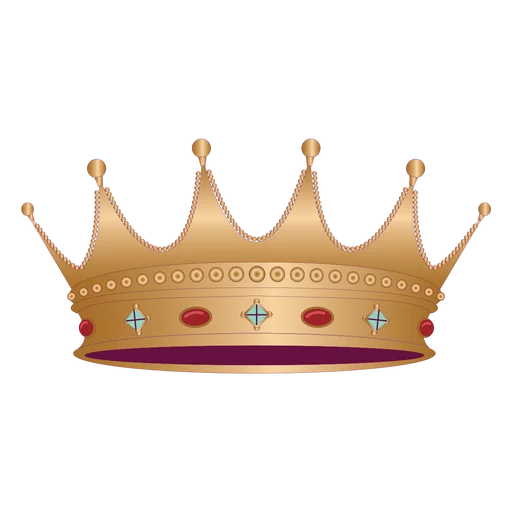 Elegant Gold Royal Crown with Red Base and Decorative Jewels Clipart