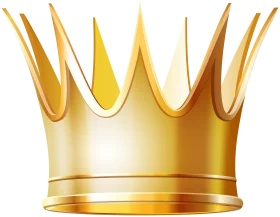 Elegant Golden Royal Crown Clipart with Pointed Peaks and Metallic Finish