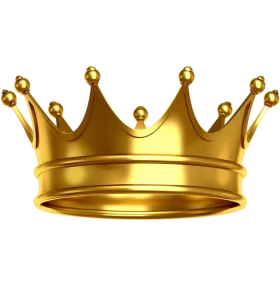 Elegant Golden Royal Crown with Jeweled Peaks - 3D Rendered Clipart