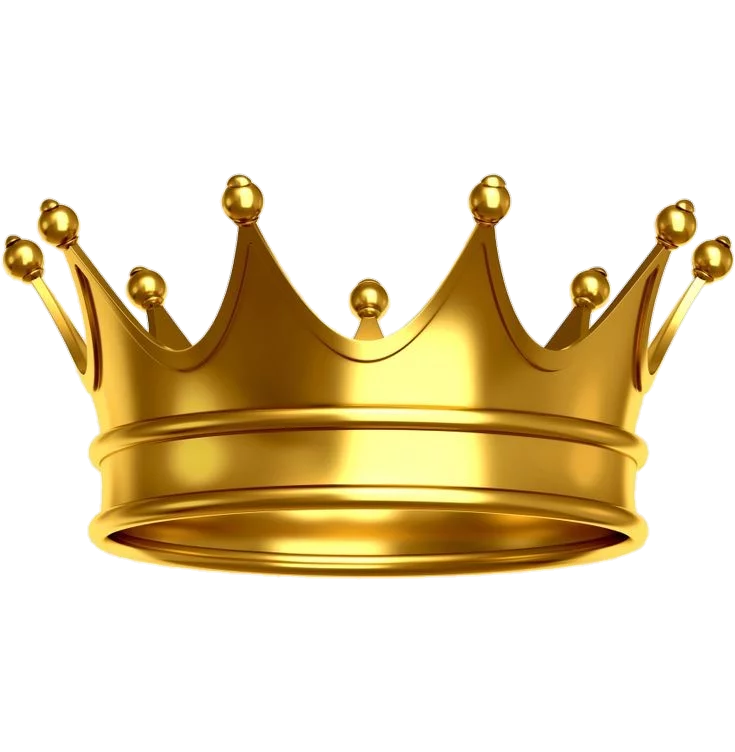 Elegant Golden Royal Crown with Jeweled Peaks - 3D Rendered Clipart