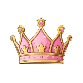 Elegant Pink and Gold Royal Princess Crown Illustration with Decorative Details