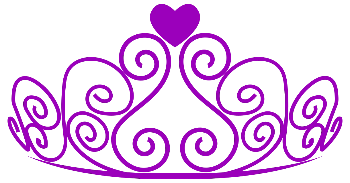 Elegant Purple Princess Crown Tiara with Heart Detail and Swirling Design Clipart