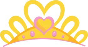 Golden Princess Crown with Heart Embellishment and Pink Accents Clipart