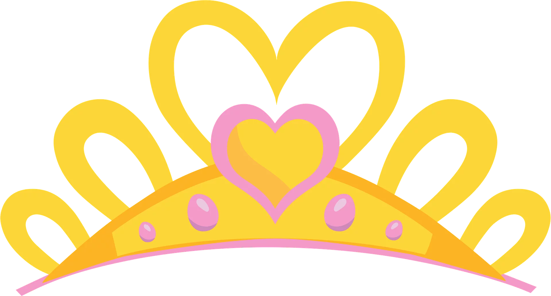 Golden Princess Crown with Heart Embellishment and Pink Accents Clipart