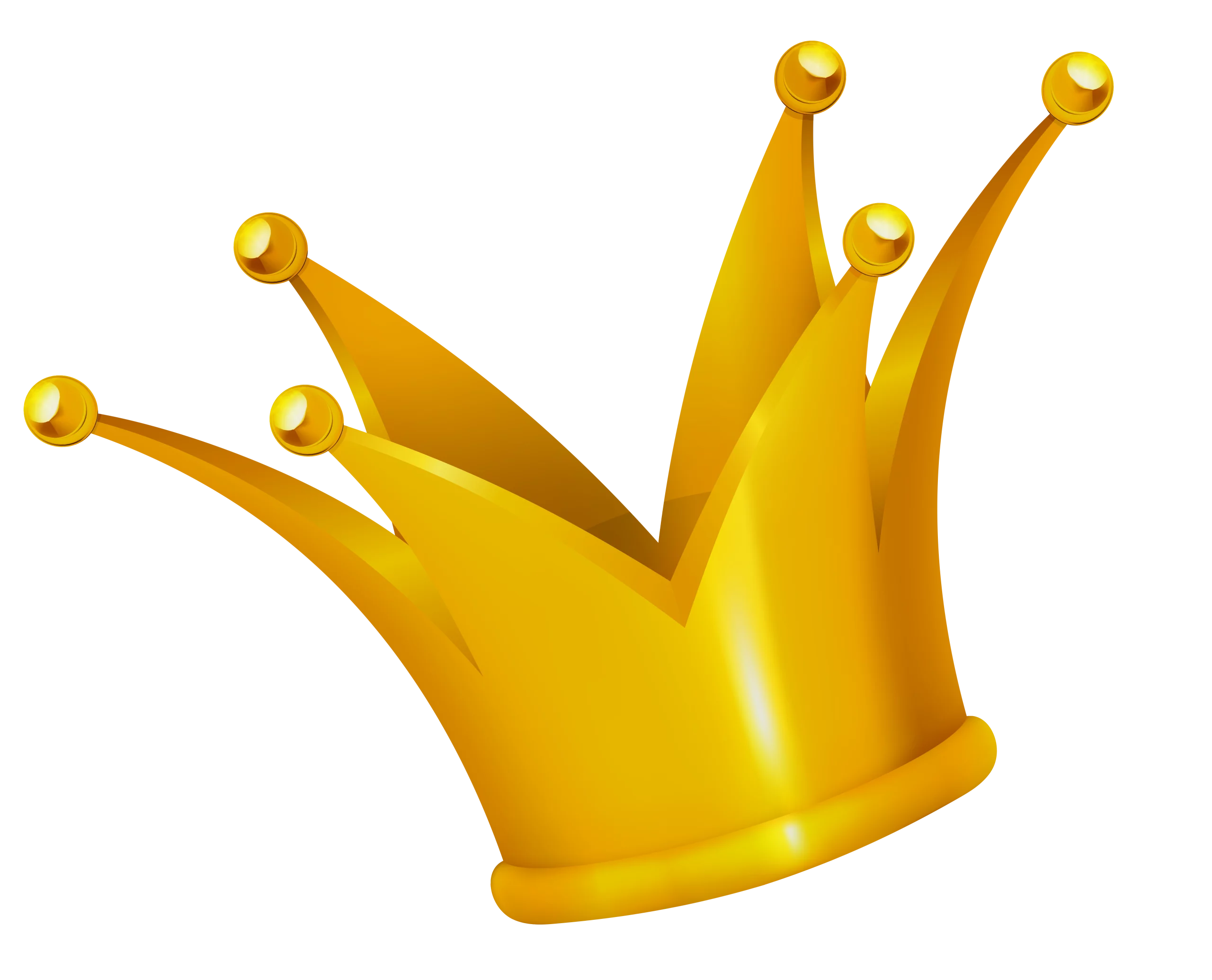 Golden Royal Crown Clipart with Five Points - Shiny Yellow Symbol of Monarchy