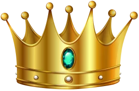 Golden Royal Crown with Emerald Jewel: Majestic Symbol of Monarchy and Power