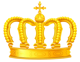 Golden Royal Crown with Ornate Details and Cross Finial Regal Clipart Illustration