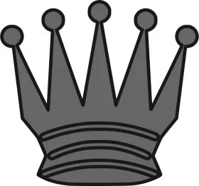 Gray Stylized Royal Crown with Five Points and Horizontal Base Stripes Clipart