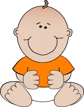 Happy Smiling Baby in Orange Shirt Cartoon Character Illustration