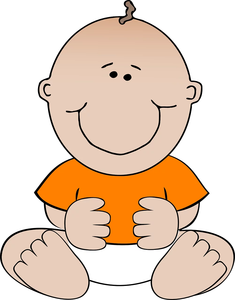 Happy Smiling Baby in Orange Shirt Cartoon Character Illustration