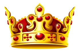 Magnificent Golden Royal Crown with Ruby Gemstones - Symbol of Monarchy and Power