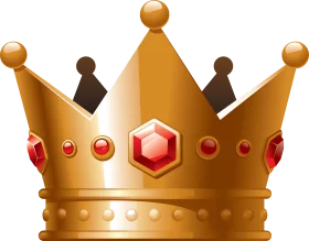 Majestic Golden Royal Crown with Ruby Gemstones Regal Clipart Illustration