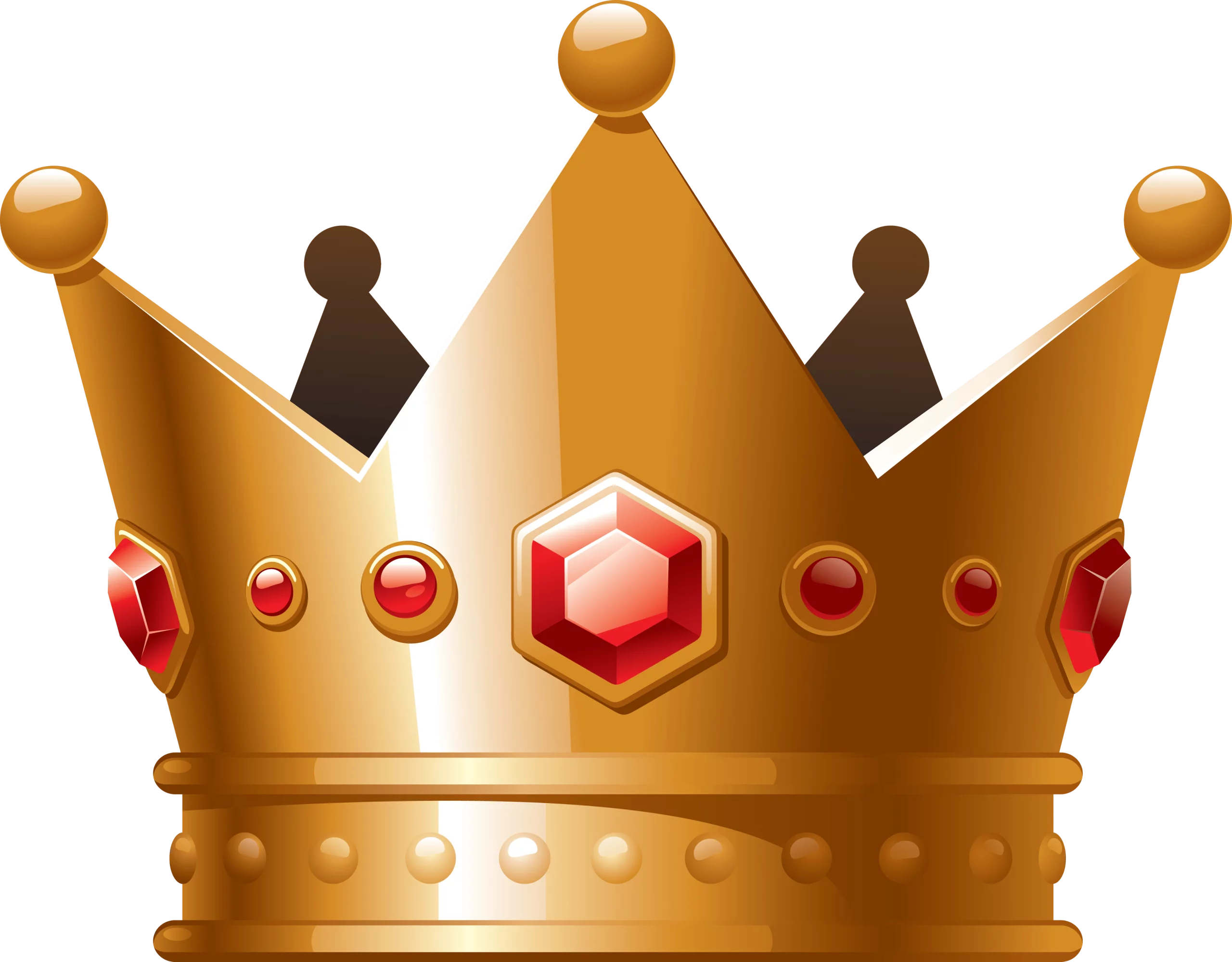 Majestic Golden Royal Crown with Ruby Gemstones Regal Clipart Illustration