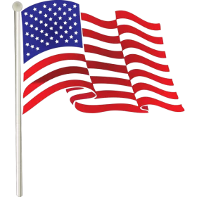 Patriotic American Flag Waving on Pole - USA National Symbol Clipart Illustration