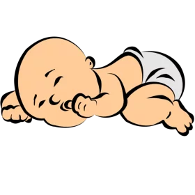 Peaceful Sleeping Baby Cartoon Illustration in Simple Line Art Style