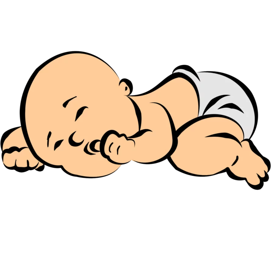 Peaceful Sleeping Baby Cartoon Illustration in Simple Line Art Style