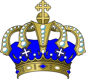 Royal Golden Crown with Blue Velvet and Cross Embellishments Clipart