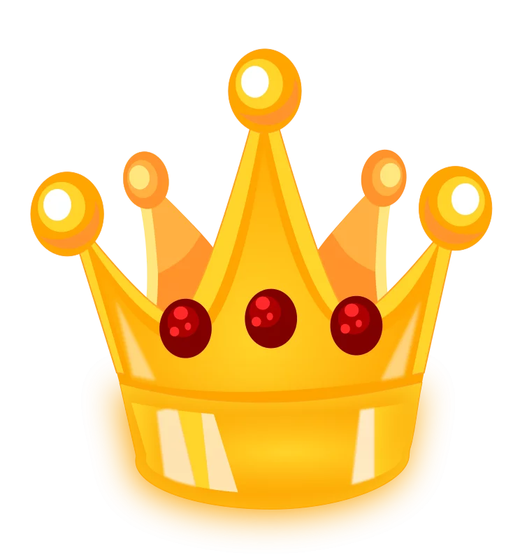 Shiny Golden Royal Crown with Red Gemstones - Regal Monarchy Clipart