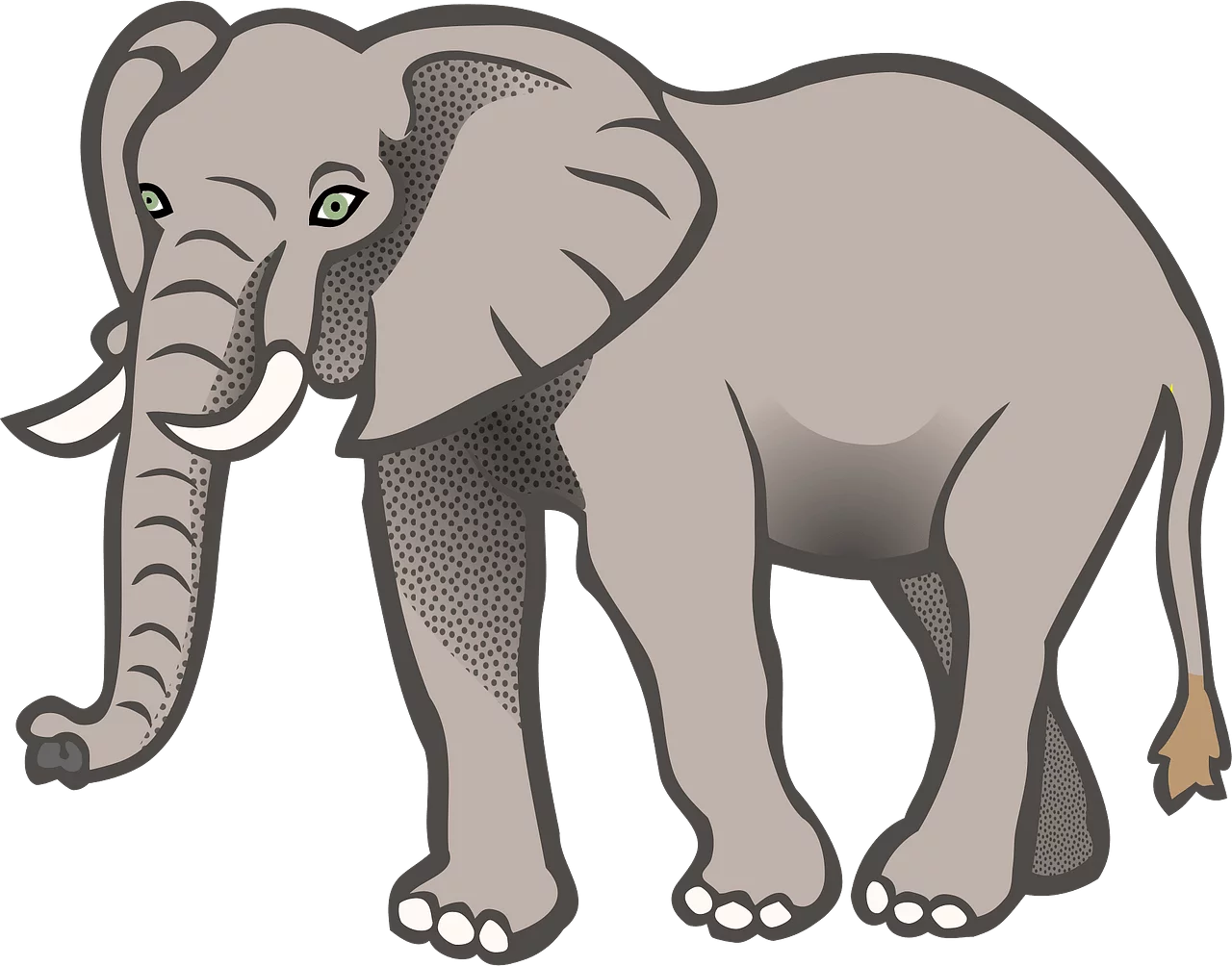 Gray Elephant Illustration: Stylized Wildlife Clipart for Nature Enthusiasts