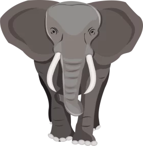 Majestic Gray African Elephant Vector Illustration in Minimalist Cartoon Style