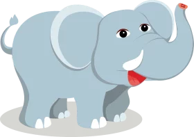 Adorable Baby Elephant Cartoon Character with Big Ears and Playful Expression