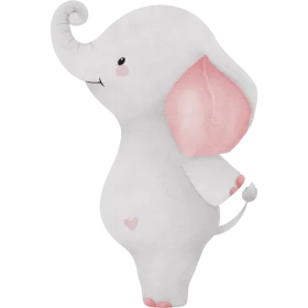 Adorable Baby Elephant Plush Toy with Pink Ears - Sweet Nursery Decoration Clipart