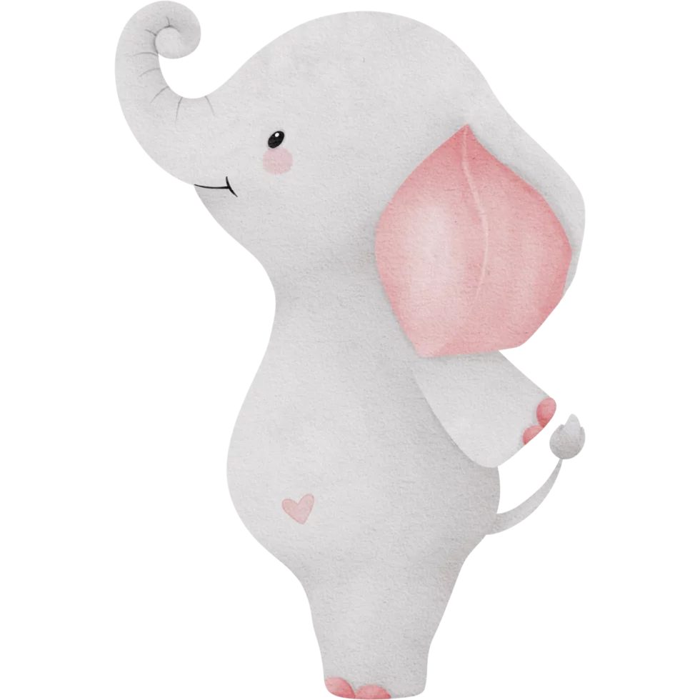 Adorable Baby Elephant Plush Toy with Pink Ears - Sweet Nursery Decoration Clipart