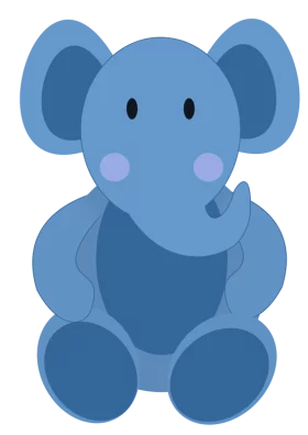 Adorable Blue Elephant Cartoon Character with Rosy Cheeks and Big Ears