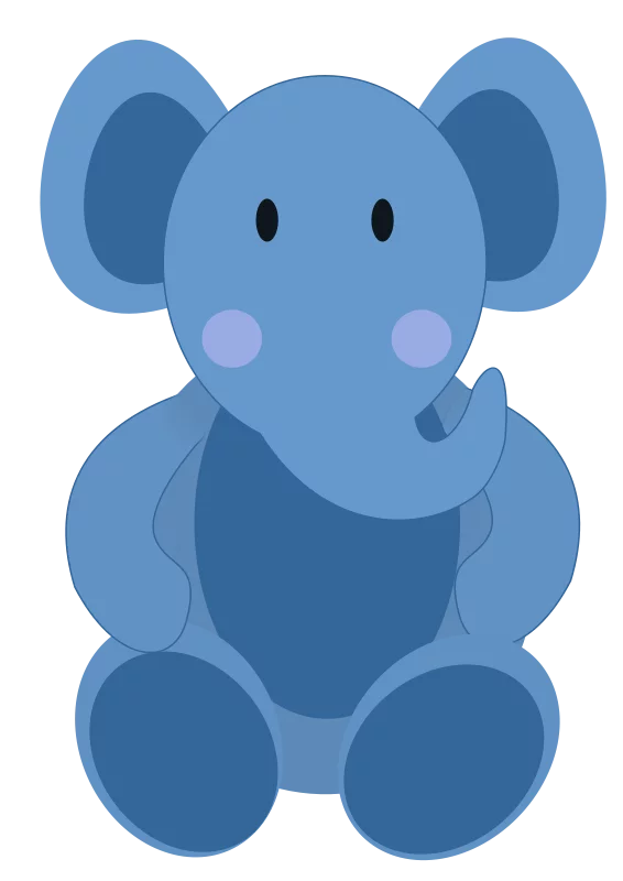 Adorable Blue Elephant Cartoon Character with Rosy Cheeks and Big Ears