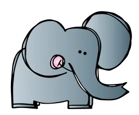 Adorable Cartoon Elephant Illustration with Cute Grey Design and Pink Ears