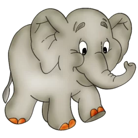 Adorable Gray Baby Elephant Cartoon Character with Orange Feet Clipart