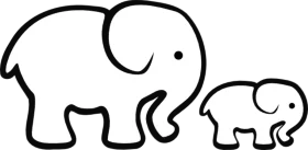 Adorable Parent and Baby Elephant Minimalist Line Art Family Illustration Clipart