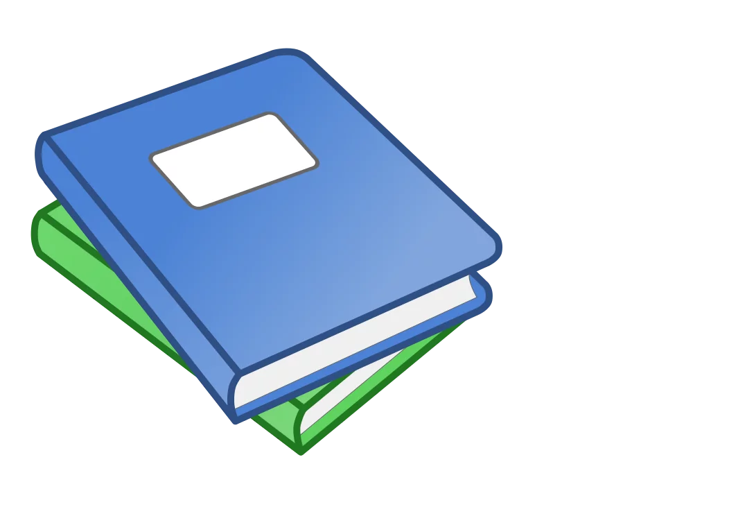 Blue and Green Stacked Books Illustration: Simple Educational Clipart Design