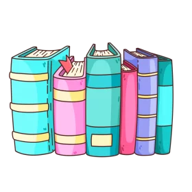 Colorful Collection of Books in Vibrant Turquoise and Pink Clipart Illustration