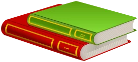 Colorful Educational Books Clipart: Red and Green Volumes with Gold Trim Detail