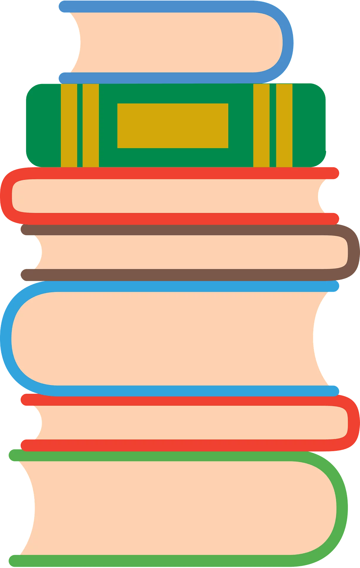 Colorful Stack of Books Clipart - Educational Library Illustration